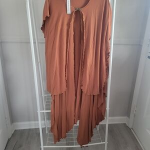 NWT Rust Orange Layered Drape Cloak
